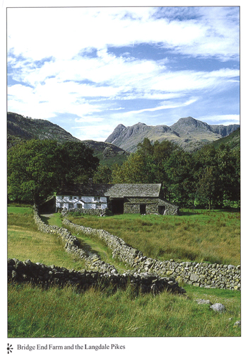 Bridge End Farm and the Langdale Pikes A4 Greetings Cards