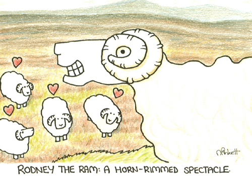 Rodney the ram: A horn-rimmed spectacle A5 Greetings Cards