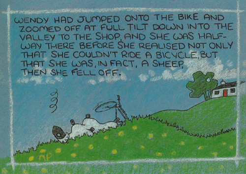 Wendy had jumped onto the bike ... Postcards.