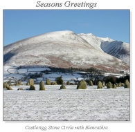 Castlerigg Ctone Circle with Blencathra Christmas Square Cards