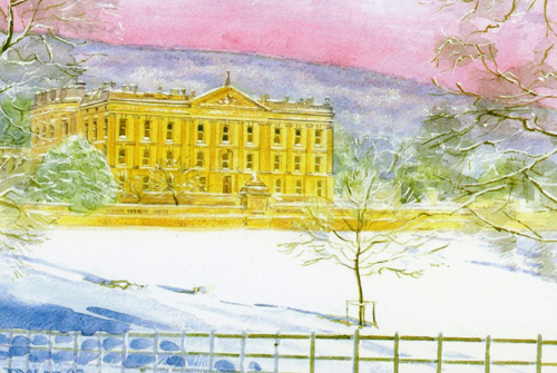 Chatsworth in Winter Watercolour Greetings Cards