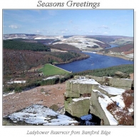 Ladyower Reservoir From Bamford Edge Christmas Square Cards