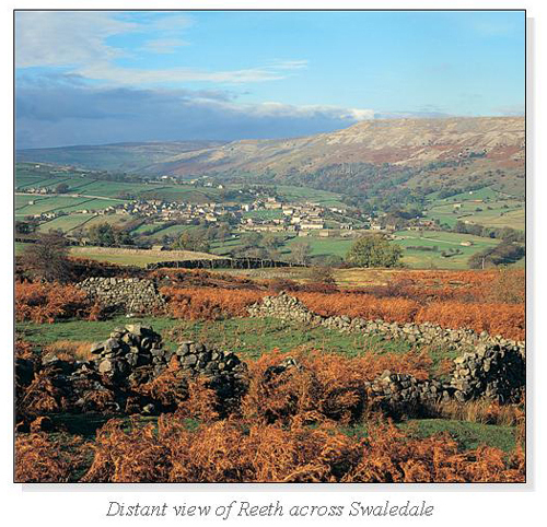 Distant view of Reeth over Swaledale Square Cards