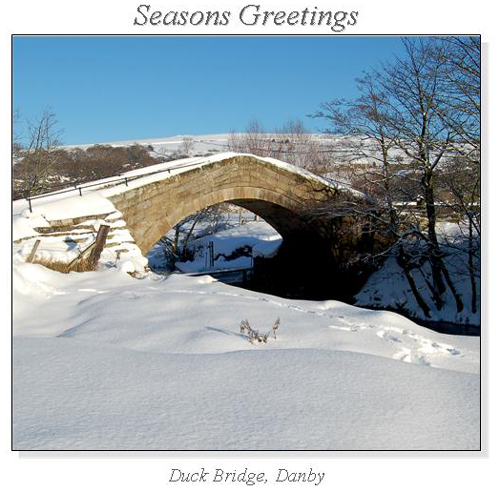 Duck Bridge, Danby Christmas Square Cards