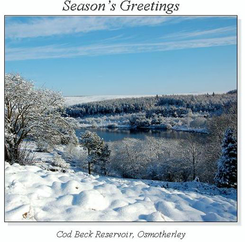 Cod Beck Reservoir, Osmotherley Christmas Square Cards