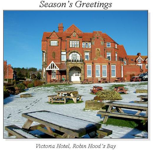 Victoria Hotel, Robin Hood's Bay Christmas Square Cards